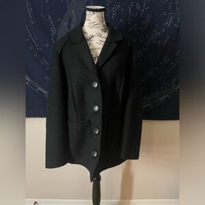 Chico’s Black Button Front Wool Blend Coat Jacket | Size 2 (L/XL)